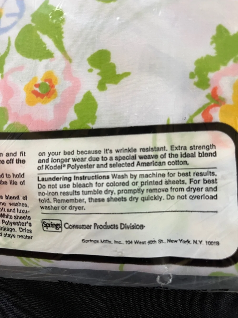SPRINGMAID Wondercale Vtg Floral Flowers Flat QUEEN Sheet NIP Cottagecore